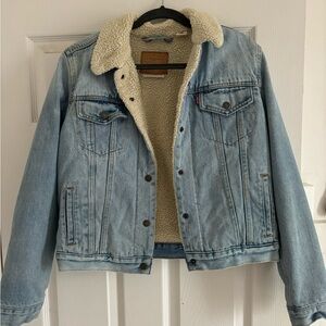 Levi's Blue and Cream Jean Jacket with Sherpa Lining